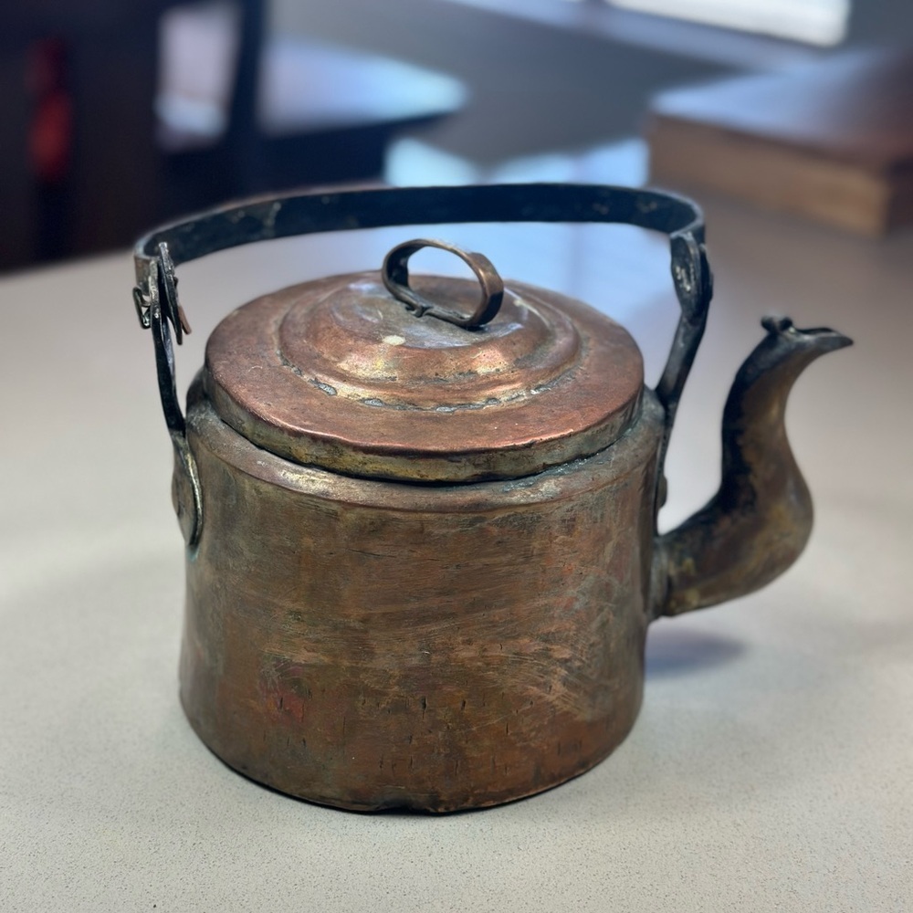Antique Hand Hammered Copper Farmhouse Kettle Very Old